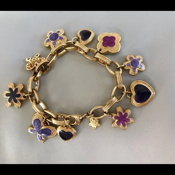 Absolutely Beautiful Chunky Gold Vermeil & enamel Lauren B Adams Charm Bracelet - Picture 5 of 5